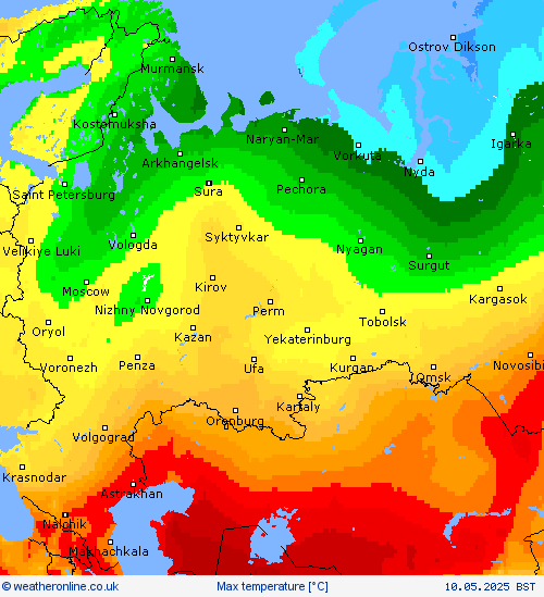 Max temperature Forecast maps