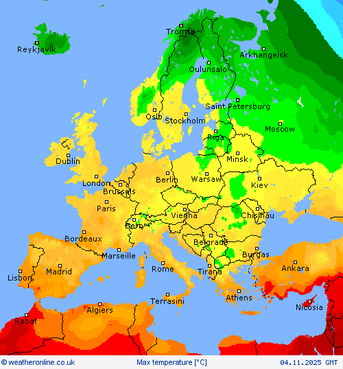 Max temperature Forecast maps