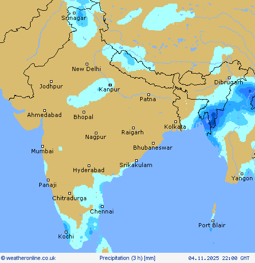 Precipitation (3 h) Forecast maps